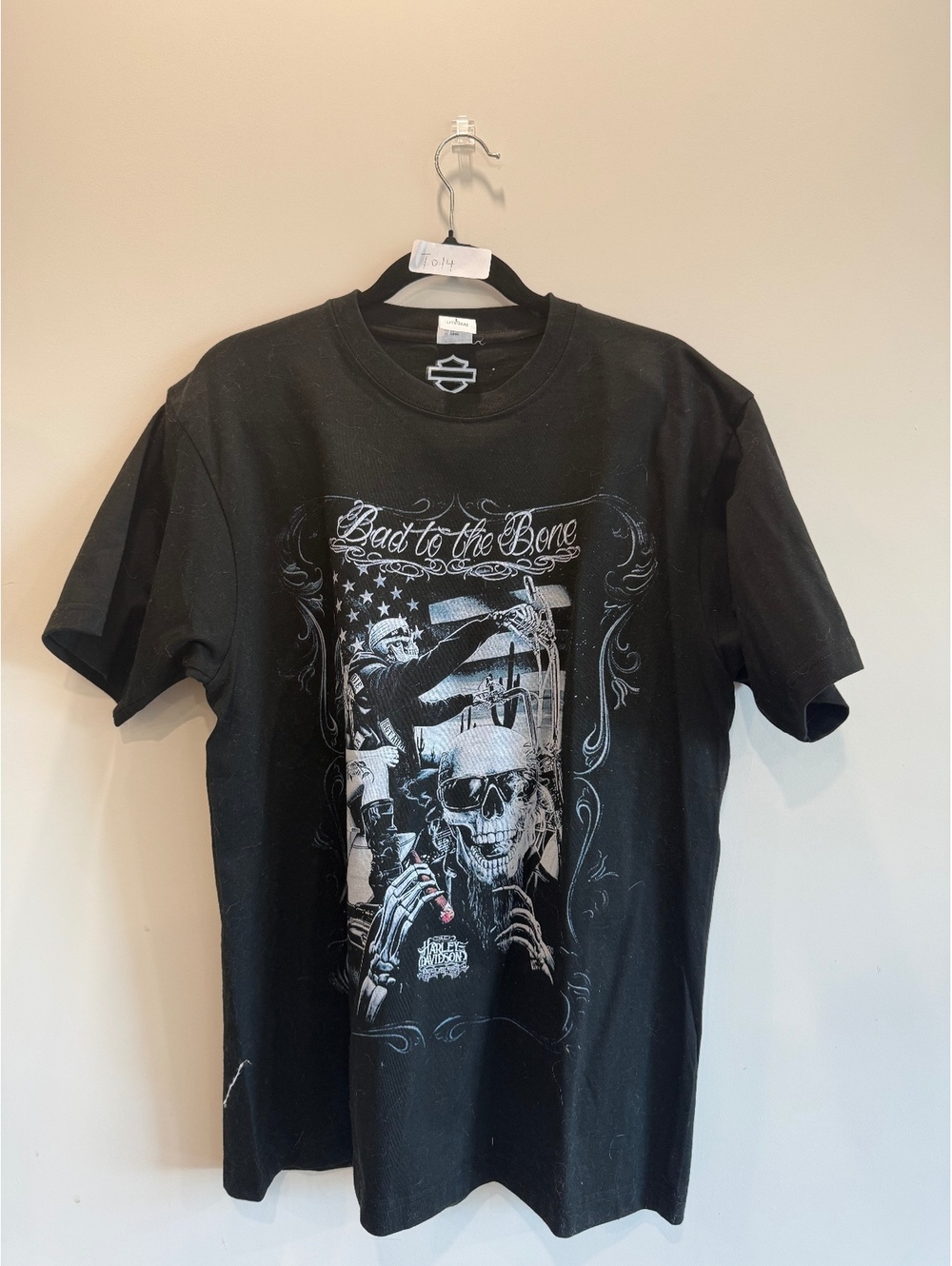 Vintage Harley Davidson "Bad to the Bone" Black Graphic Tee - Size L
